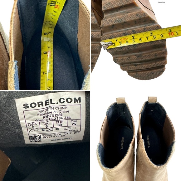 Sorel Leah Hidden Wedge Pull-On Tan Leather Ankle Booties Size 8 - Picture 14 of 16